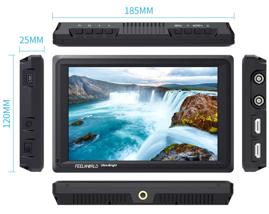 FEELWORLD FW279S 7 Inch 2200nit Daylight Viewable Camera Field Monitor 3GSDI 4K HDMI Input Output 1920X1200 IPS Panel