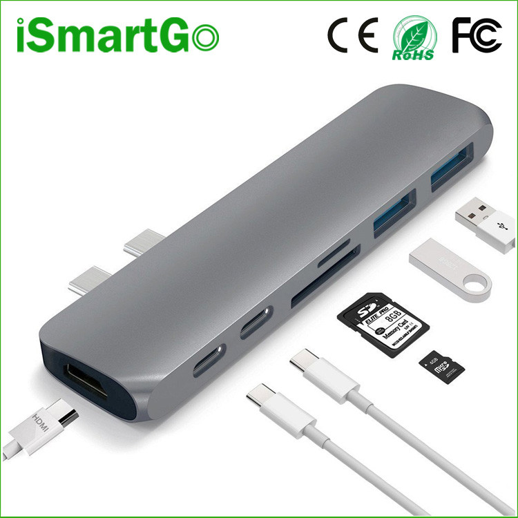 7 in 1 USB C to HDMI 4K Adapter Converter Comb Card Reader
