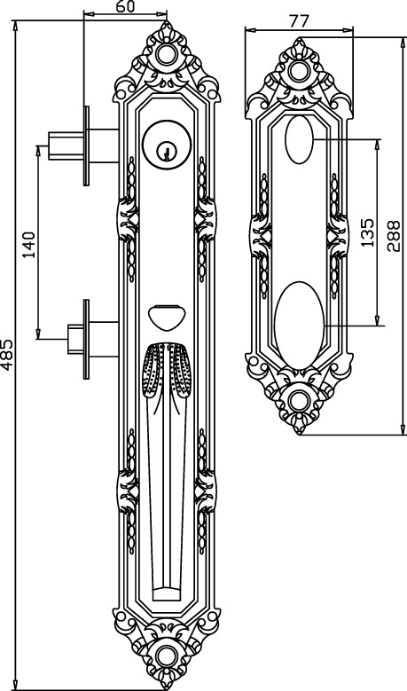 Solid Brass tubular entry door handle door Lock F08 Solid Brass tubular entry door handle door Lock F08