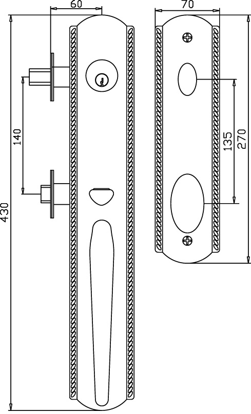 Solid Brass tubular entry door handle door Lock F10