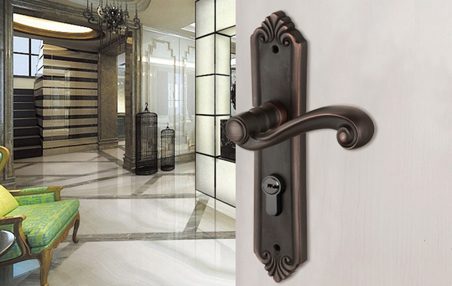 Solid brass Mortise door handle lock E2826
