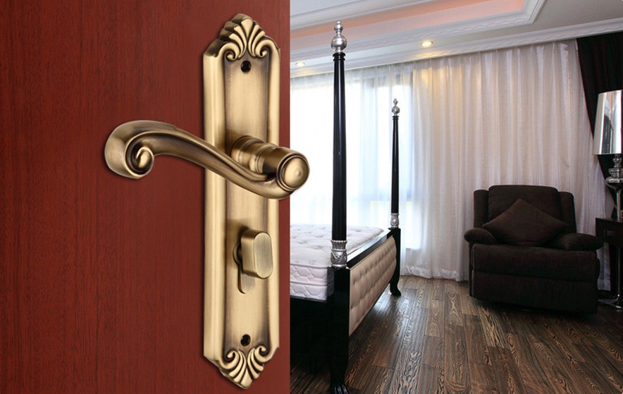 Solid brass Mortise door handle lock E2826