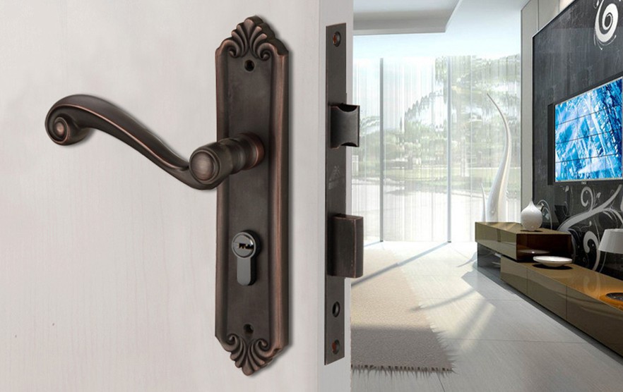 Solid brass Mortise door handle lock E2826