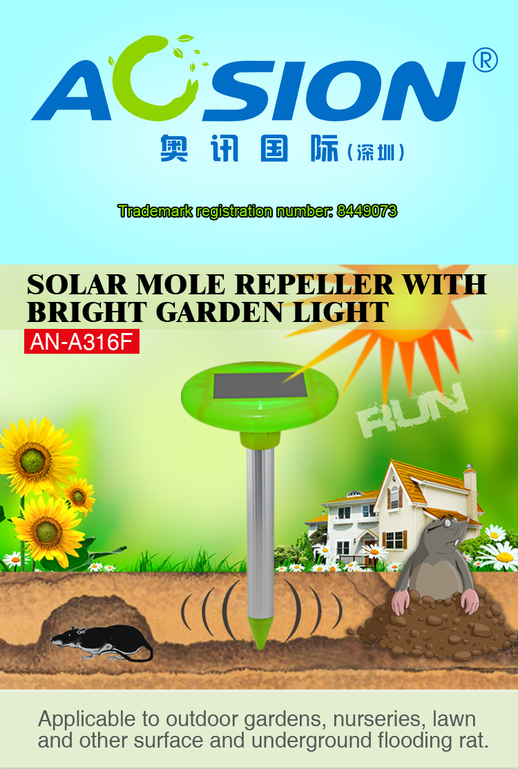 Aosion Solar Mole Repeller with LED Light ANA316F