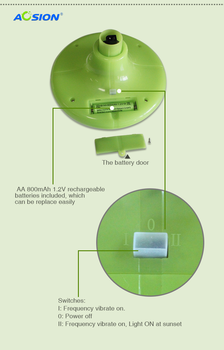 Aosion Solar Mole Repeller with LED Light ANA316F