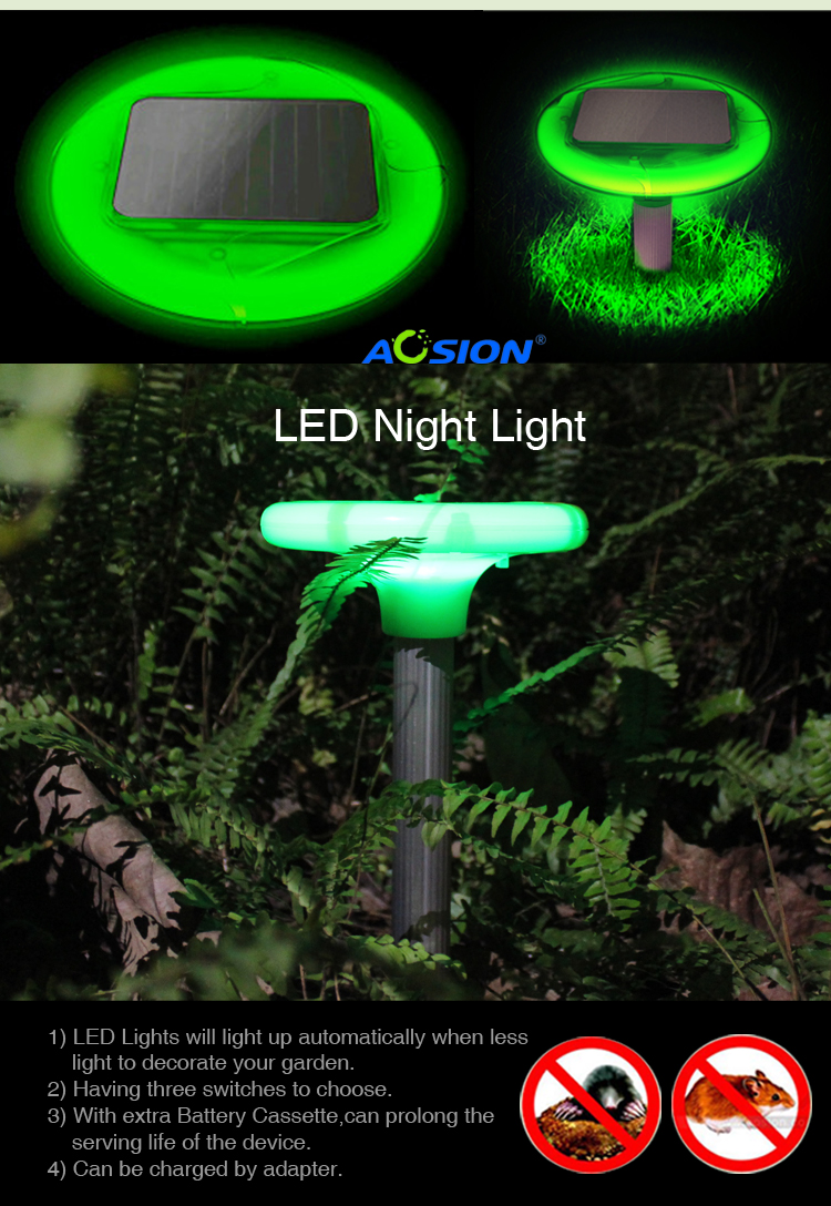 Aosion Solar Mole Repeller with LED Light ANA316F