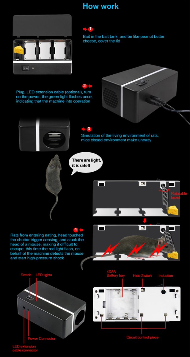 Aosion High Quality Electronic Rat Mice Mouse Trap ANC444