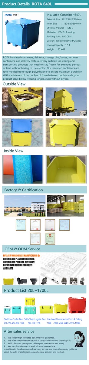 ROTA Aquaculture insulated fish totes 640L large insulated bulk container