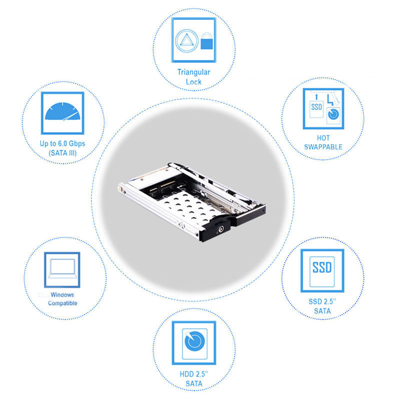 Aluminum 25in SATA Bracket trayless hot swap mobile rack