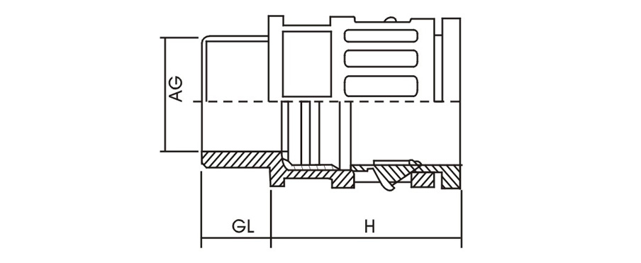 Straight Connector for nylon corrugated tubings M20AD185