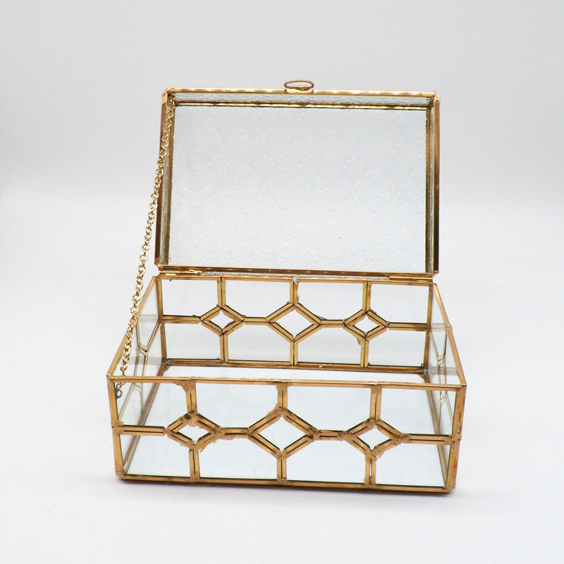 glass and brass storage box made in hand