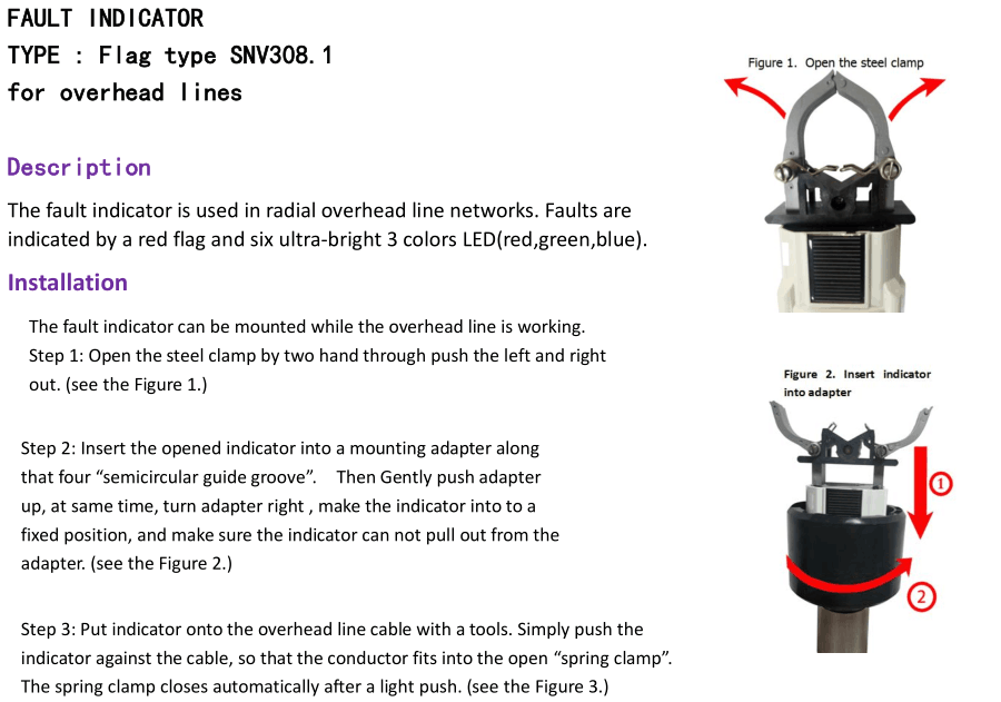 overhead type cable fault indicator installation tool adapter