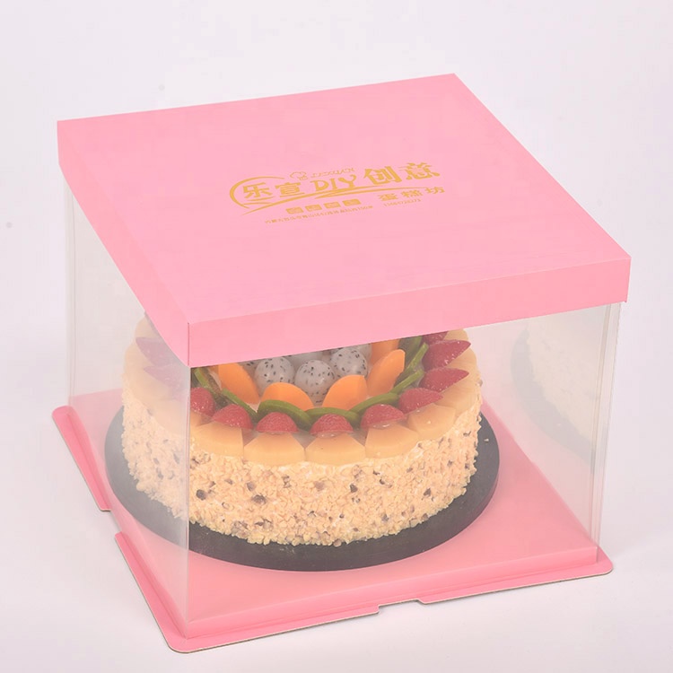 Food Grade Transparent Handlecustomcake packaging boxes with PET windowPET Cake packing BoxesPlastic box