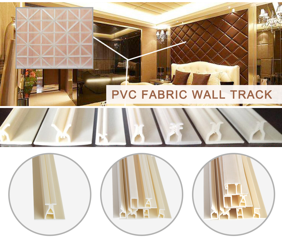 Soundproof system audio middle bevel edge acoustic stretch plastic extrusion ABSPVC fabric wall track