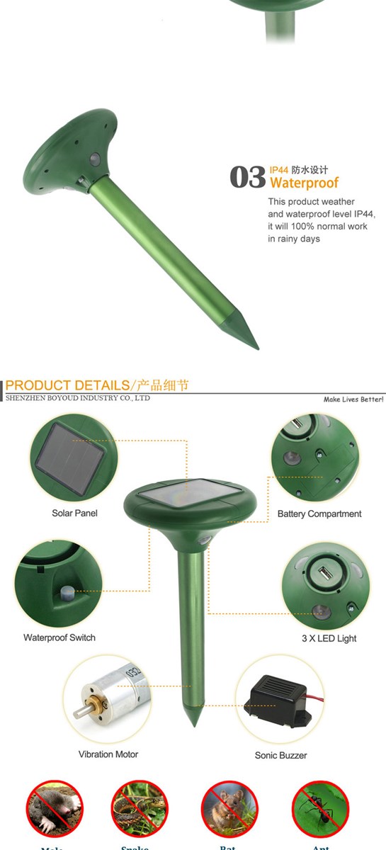 Best Selling Solar Powered Mole and Snake Repeller Mole and Gopher Chaser