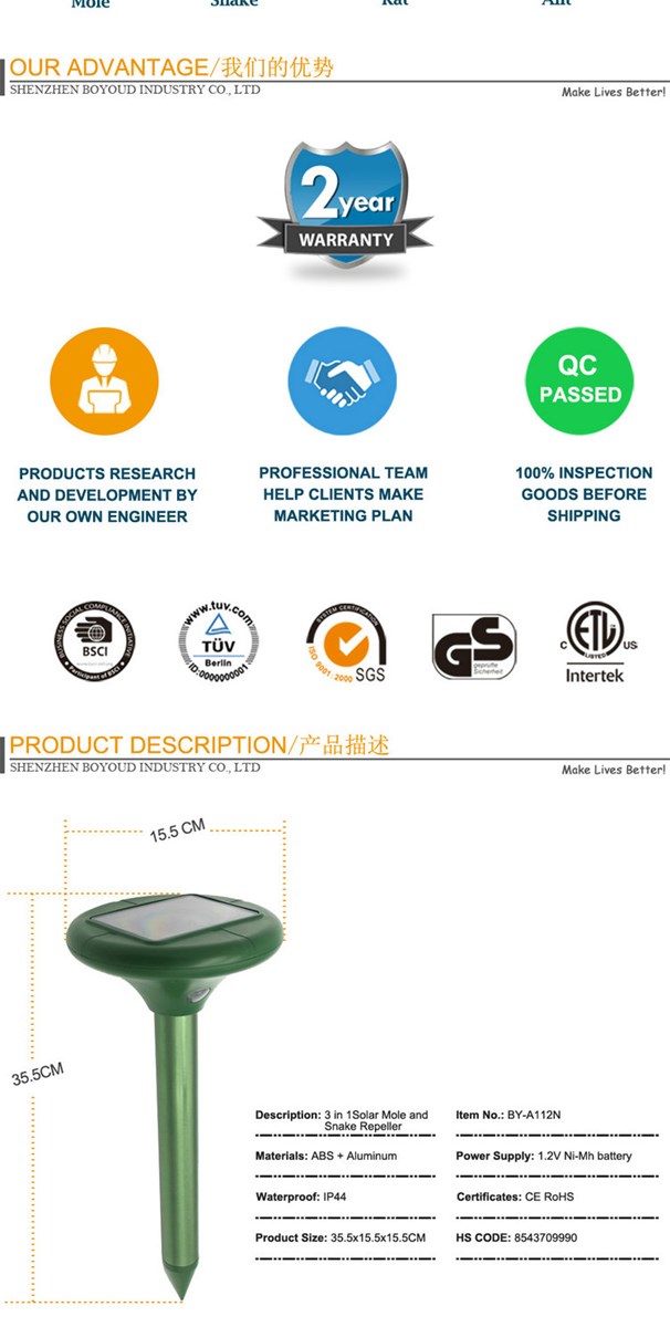 Best Selling Solar Powered Mole and Snake Repeller Mole and Gopher Chaser