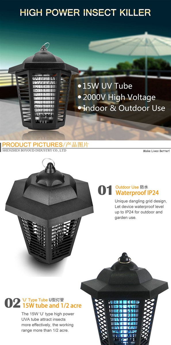 High power outdoor UV tube insect killer lamp