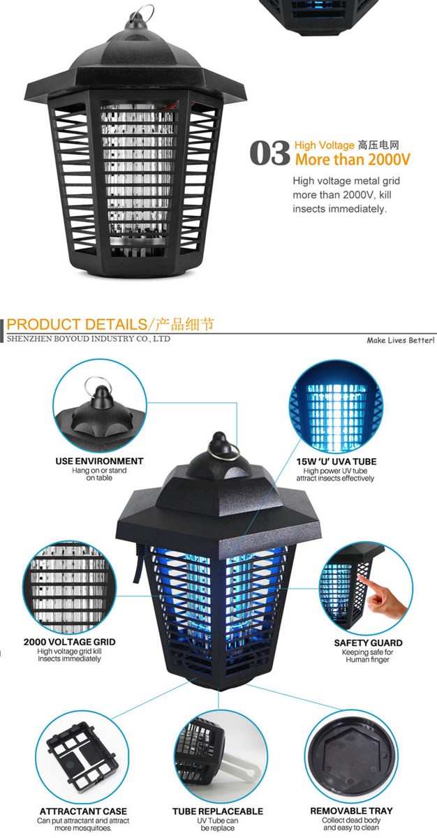 High power outdoor UV tube insect killer lamp