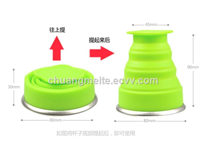 Ecofriendly universal traveling convenient fold flexible portable silicone cup