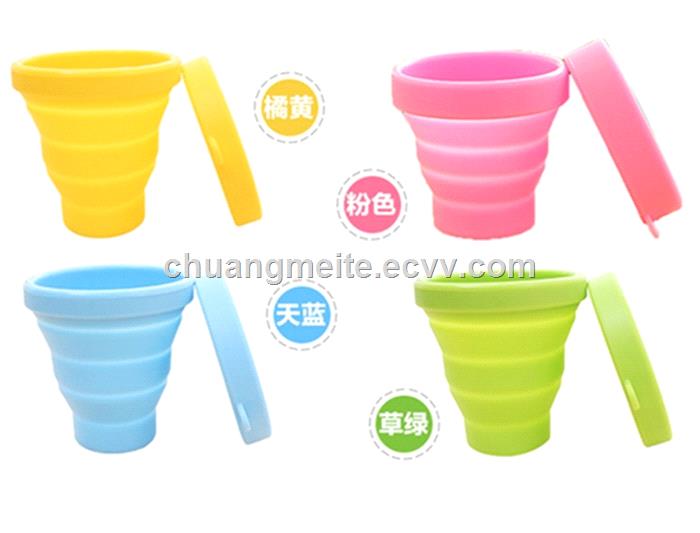 Ecofriendly universal traveling convenient fold flexible portable silicone cup