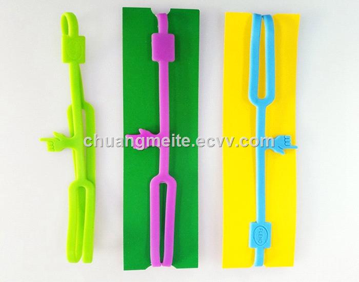 Ecofriendly promotional gifts stationery finger elastic silicone bookmark clips