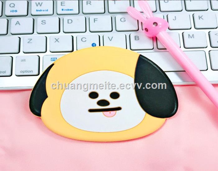 Fashion cute shaped cartoon food grade silicone makeup pocket cosmetic mirror