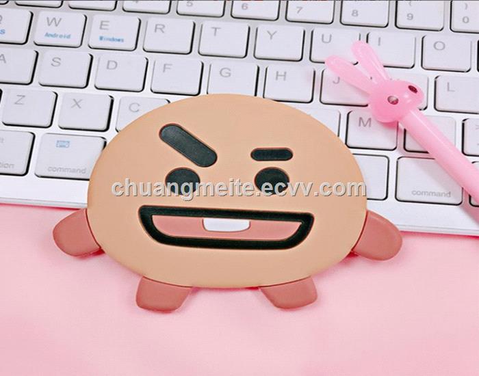 Fashion cute shaped cartoon food grade silicone makeup pocket cosmetic mirror