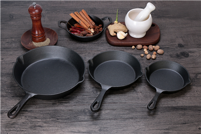 6 8 10 Set of 3 Nonstick Preseasoned Cast Iron Round Egg Frying Skillet Pan