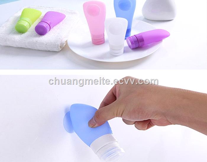 Ecofriendly novelty suction cup subbottle outdoor travel silicone bottles