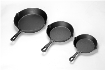 6 8 10 Set of 3 Nonstick Preseasoned Cast Iron Round Egg Frying Skillet Pan