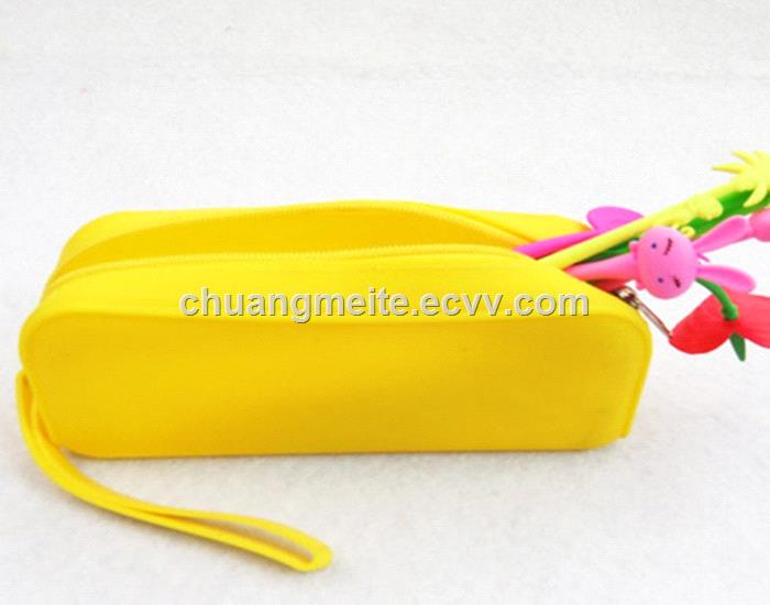 Korean students stationery waterproof zipper candy silicone pen case bags pencil holder