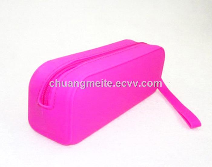 Korean students stationery waterproof zipper candy silicone pen case bags pencil holder