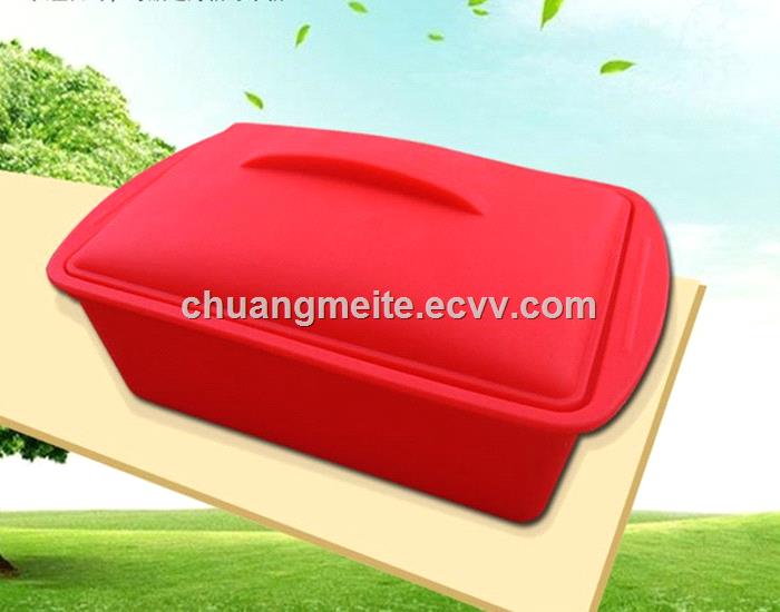 Rectangular high temperature resistant sealed microwave travel portable tableware silicone lunch box