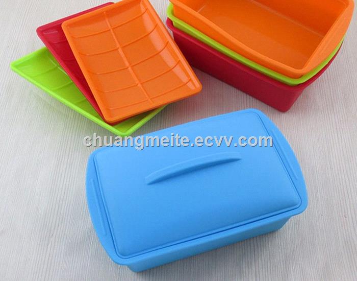Rectangular high temperature resistant sealed microwave travel portable tableware silicone lunch box