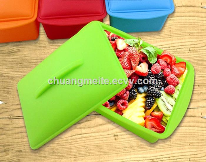 Rectangular high temperature resistant sealed microwave travel portable tableware silicone lunch box