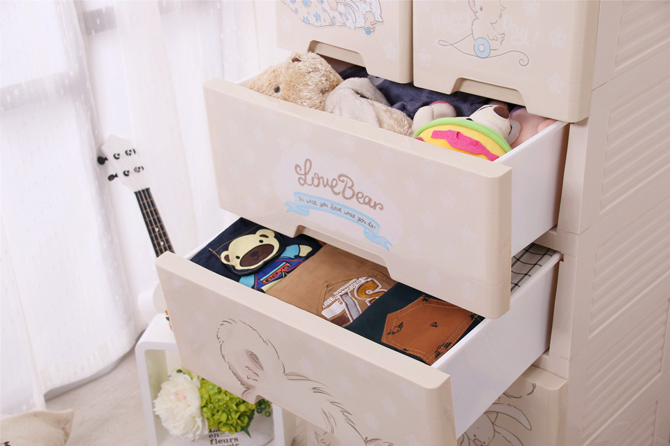 Simple style drawer storage cabinets DIY Assembly wardrobe storage box save space large plastic cloest