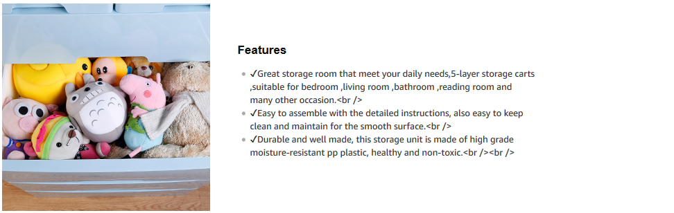 Nafenai 4Drawer with 2 Cabinet Plastic Storage Bin Baby Closet Toy Box Clothes Storage Cabinet