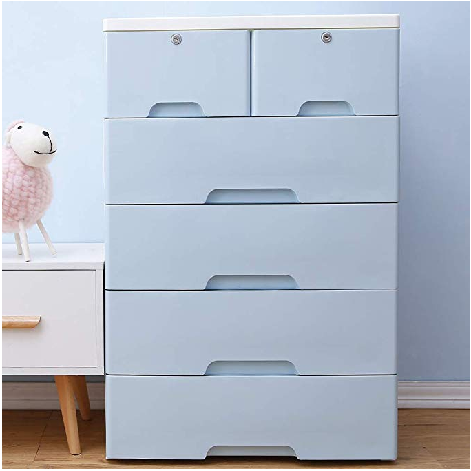 Nafenai 4-Drawer with 2 Cabinet Plastic Storage Bin Baby Closet Toy Box ...