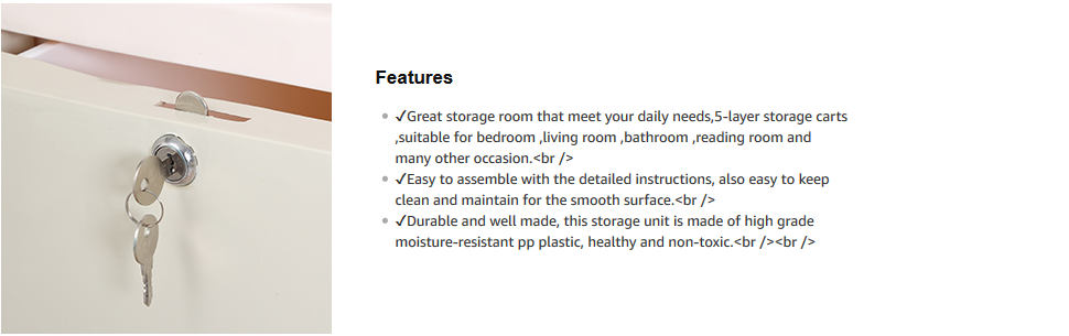 Colourful Drawers Organizer with Lock Large Size Storage Bin Plastic Clothes Storage Box Toy Cabinet