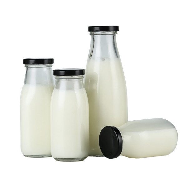 wholesale cheap 200ml glass milk bottle and metal lid