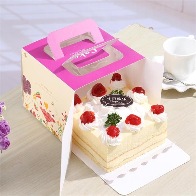 Blue Flower paper packaging Cake Box luxury Pink Flower Birthday Cake Gift Box with handle