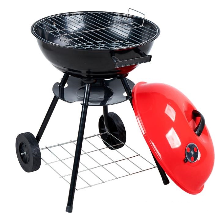 Trolley Apple shape 17 Kettle Barbecue Round BBQ Grill with two wheels