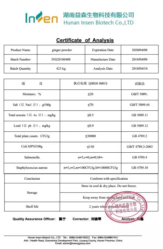 Best Price Organic Ginger Extract Powder
