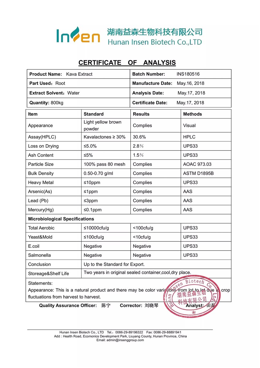Natural Free Sample Kava Extract Powder