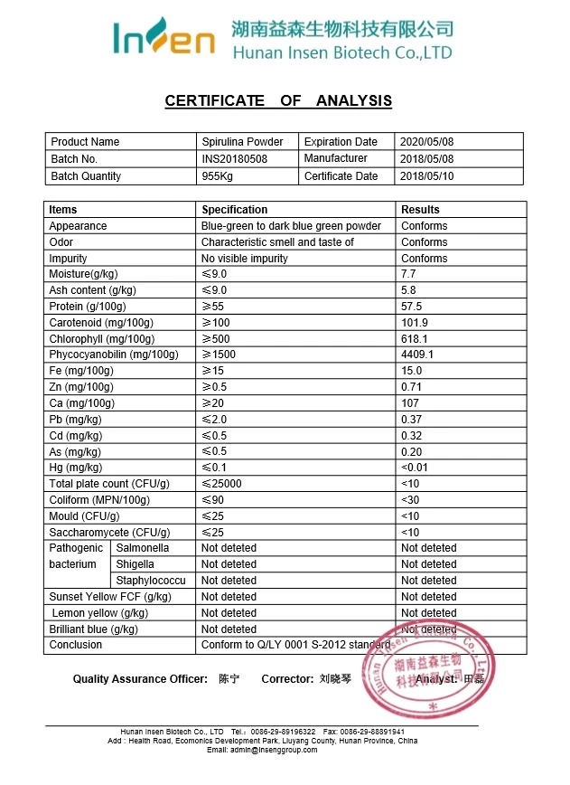 Supply Compeptive Price Bulk Spirulina Powder