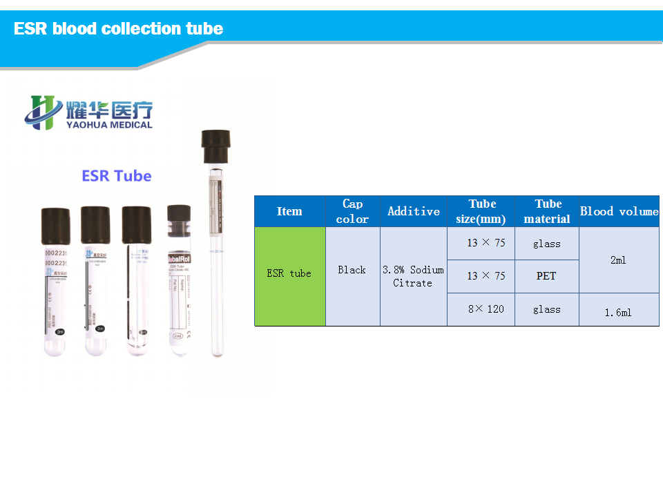 Black top 38 sodium citrate ESR blood collection tube blood citrate tube with CE certificate