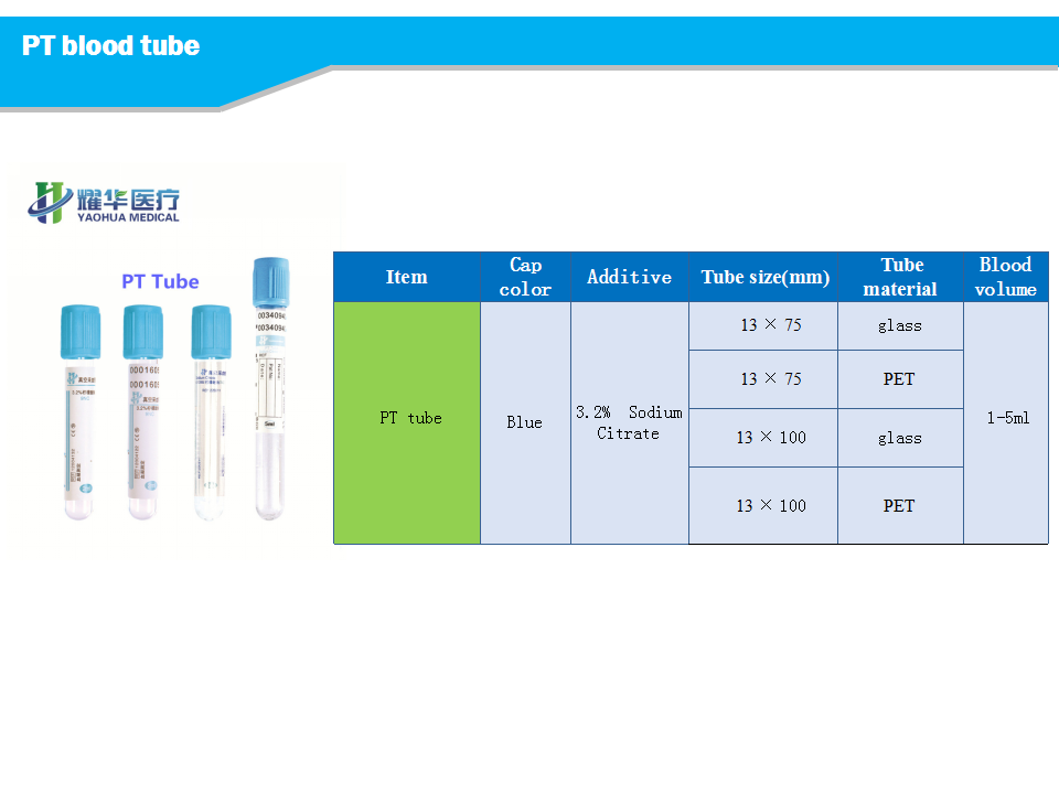 blue top 32 sodium citrate blood collection tube citrate tube for PT test