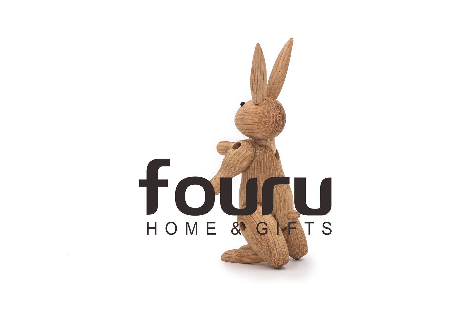 Mid Century Danish Modern Wood Ornaments RabbitOak Wood Carving Rabbit Decoration with Handicrafts