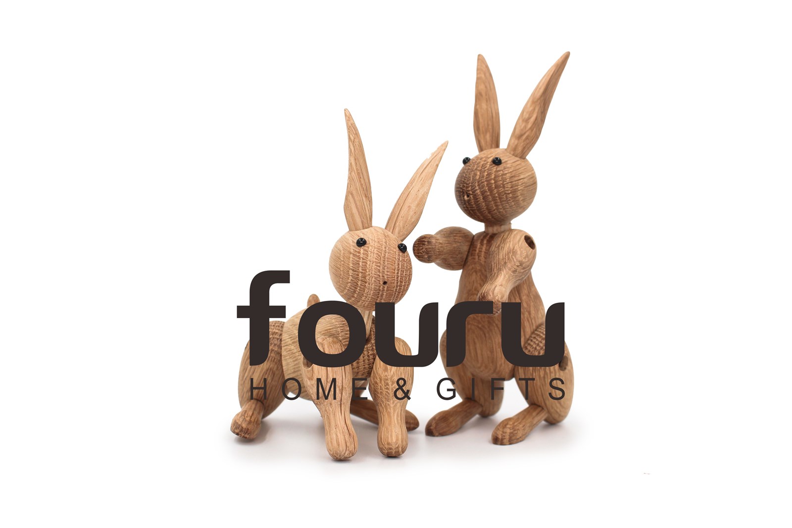 Mid Century Danish Modern Wood Ornaments RabbitOak Wood Carving Rabbit Decoration with Handicrafts