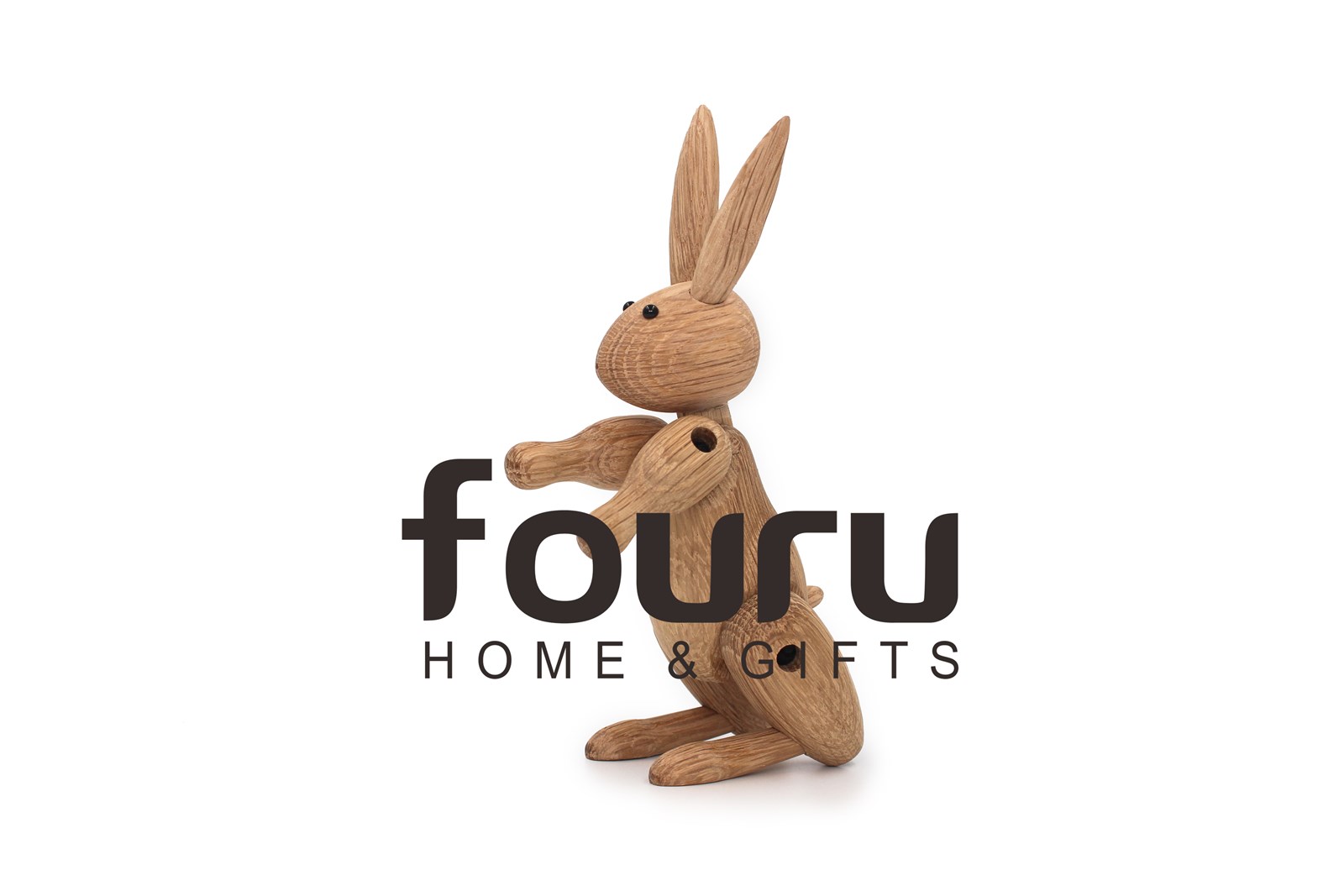 Mid Century Danish Modern Wood Ornaments RabbitOak Wood Carving Rabbit Decoration with Handicrafts